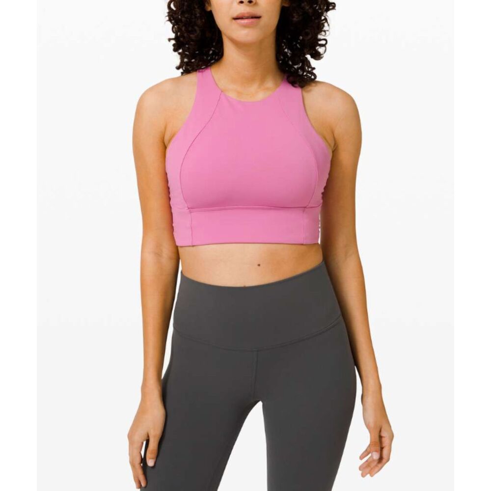 Lululemon Free To Be Serene High Neck Long Line Bra Magenta Glow Sz 6